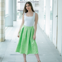 Neon Green Floral Skirt