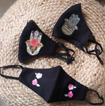 Oriental / Floral Design Black Face Masks