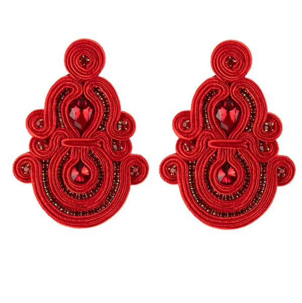 Soutache Earring - Large Size (Red)