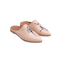 Genuine Leather Arab Motif Shoes in Bege