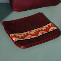Pouch with Pattern Design - Burgundy Color