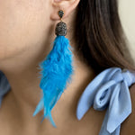 Feather Earrings - Blue
